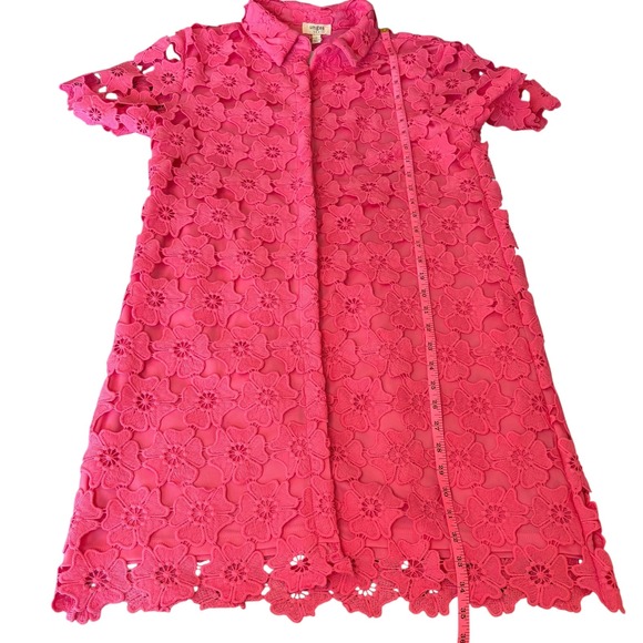 Umgee USA NWT Pink Floral Lace Mini‎ Dress Short Sleeve Shirt Dress Womens Small - Picture 8 of 13
